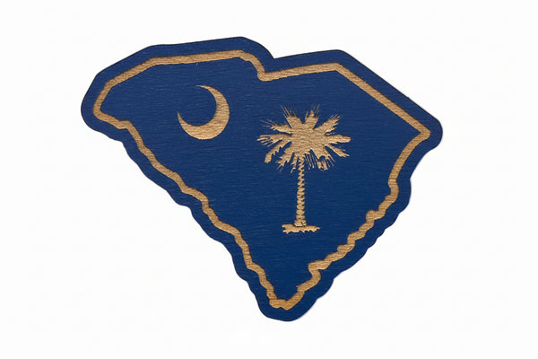 SC Magnet Indigo - Wood Laser Engraved South Carolina Magnet (2 Designs)