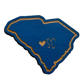 SC Magnet Indigo - Wood Laser Engraved South Carolina Magnet (2 Designs)